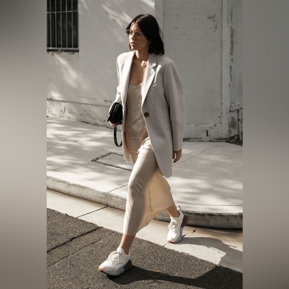 ZARA Cream Ribbed Knit Maxi Dress